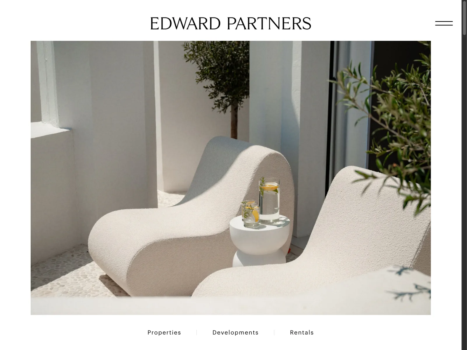 Homepage of the Edward Partners real estate website